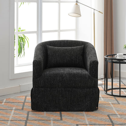 360-degree Swivel Accent Armchair Linen Blend BLACK