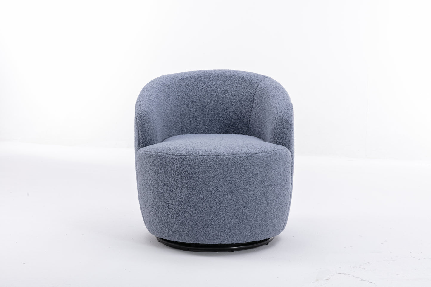 Teddy Fabric Swivel Accent Armchair Barrel Chair With Black Powder Coating Metal Ring,Light Blue