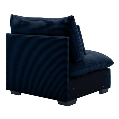 Blue Corduroy Deep Seat Single Sofa Accent Chair,Deep Seat Couch with Waist Pillow for Living Room/Apartment/Office