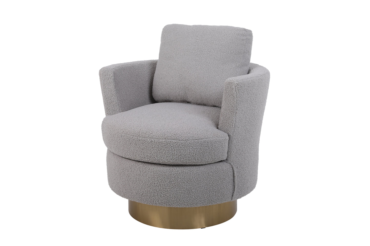 Teddy Swivel Barrel Chair, Swivel Accent Chairs Armchair for Living Room, Reading Chairs for Bedroom Comfy, Round Barrel Chairs with Gold Stainless Steel Base