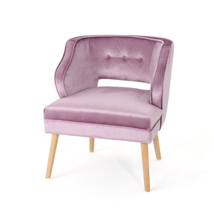 Mid Century Velvet Tufted Accent Chair, Light Lavender