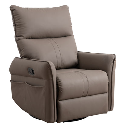 Rocking Recliner Chair,360 Degree Swivel Nursery Rocking Chair,Glider Chair,Modern Small Rocking Swivel Recliner Chair for Bedroom,Living Room Chair Home Theater Seat,Side Pocket(Brown)