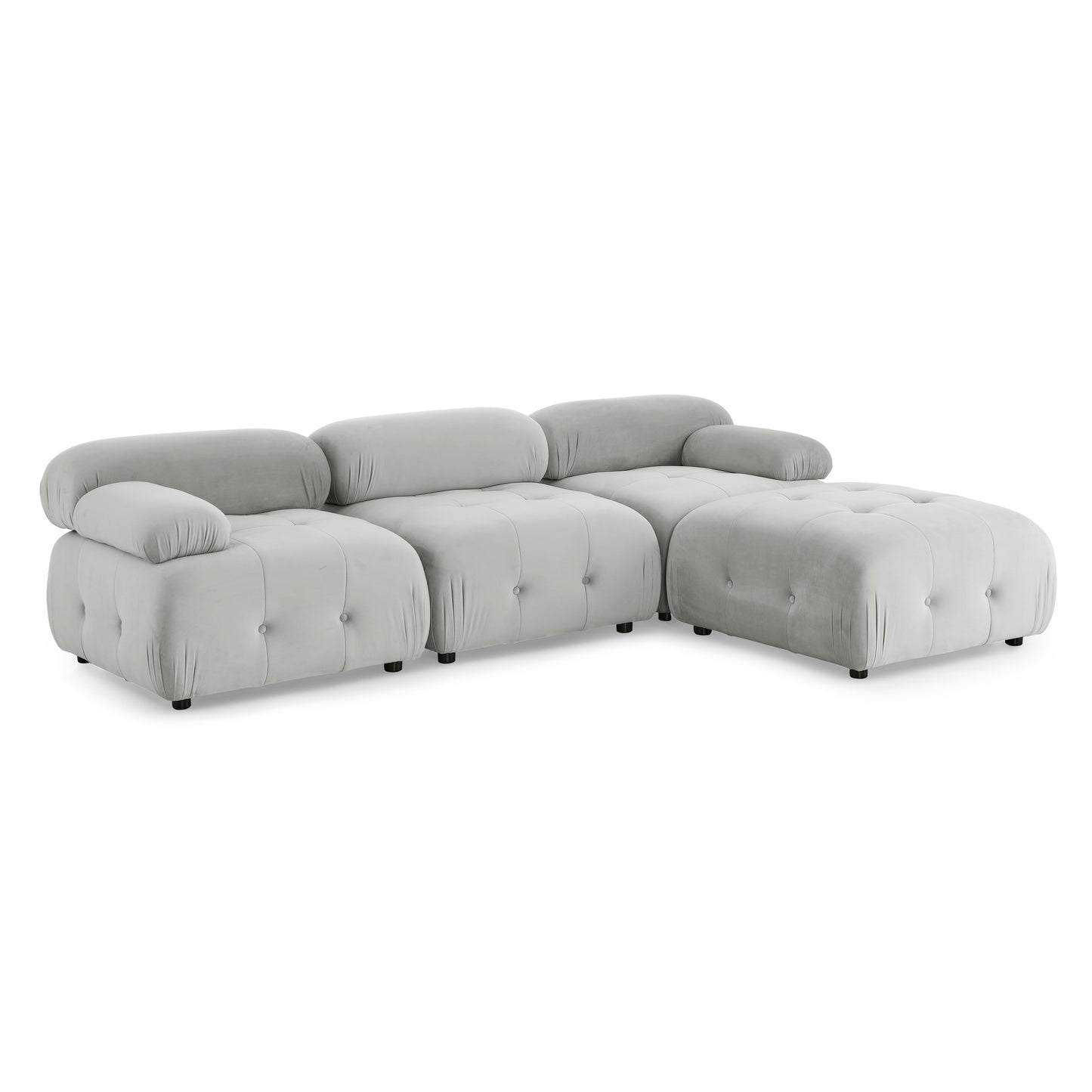 Modular Sectional Sofa, Button Tufted Designed and DIY Combination,L Shaped Couch with Reversible Ottoman, Grey Velvet