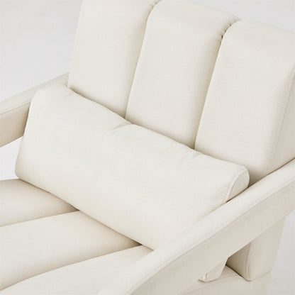 Modern Upholstered accent chair, Comfortable Linen Fabric with a pillow for Living room,bedroom. Linen, Beige