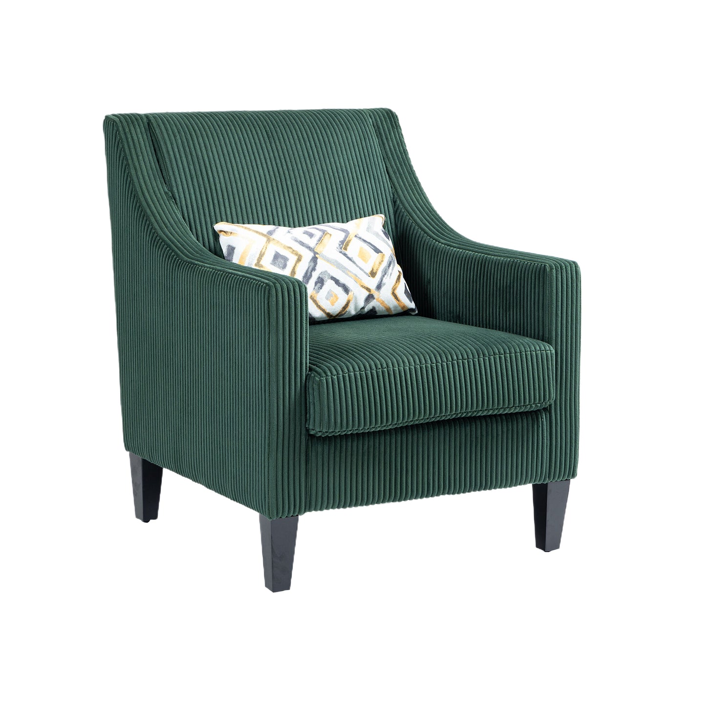 Modern Accent Chair,Upholstered Armchair with Scooped Arms for Bedroom,Apartment,Studio,Office,Waiting Room(Emerald Corduroy)