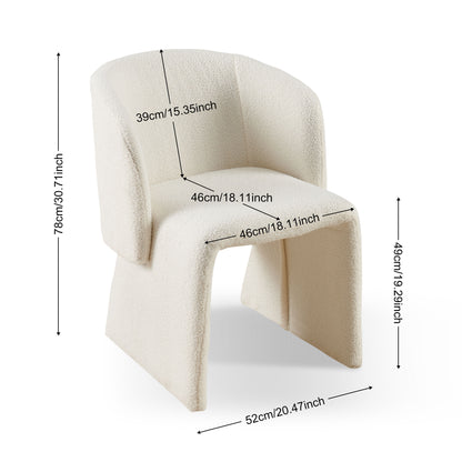 Modern Dining Chair Accent Chair White Single Sofa Chair,Upholstered Side Chair Teddy Comfy Chair for Dining Room/Bedroom/Living Room/Reception-Off White-1PC