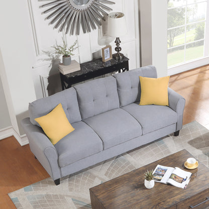 79.9" Modern Living Room Sofa Linen Upholstered Couch Furniture for Home or Office,Light Grey*Blue,(3-Seat)