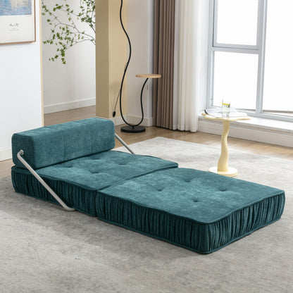 Folding Sofa Bed, Futon Sleeper Chair, Convertible Chair Floor Couch & Sleeping Mattress for Living Room, Guest Room, Home Office, Apartment, Small space, Bed, Removable Back Cushion, Green, 1 Seat