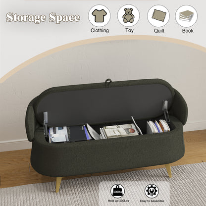 50 inchesMulti-functional long rectangular bed end storage sofa stool teddy fleece