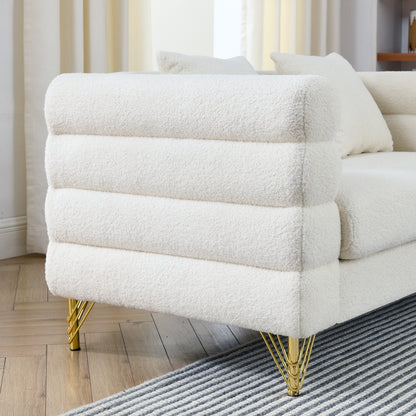 3-Seater + 3-seater Combination sofa.White teddy(Ivory)