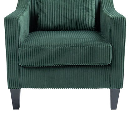 Modern Accent Chair,Upholstered Armchair with Scooped Arms for Bedroom,Apartment,Studio,Office,Waiting Room(Emerald Corduroy)