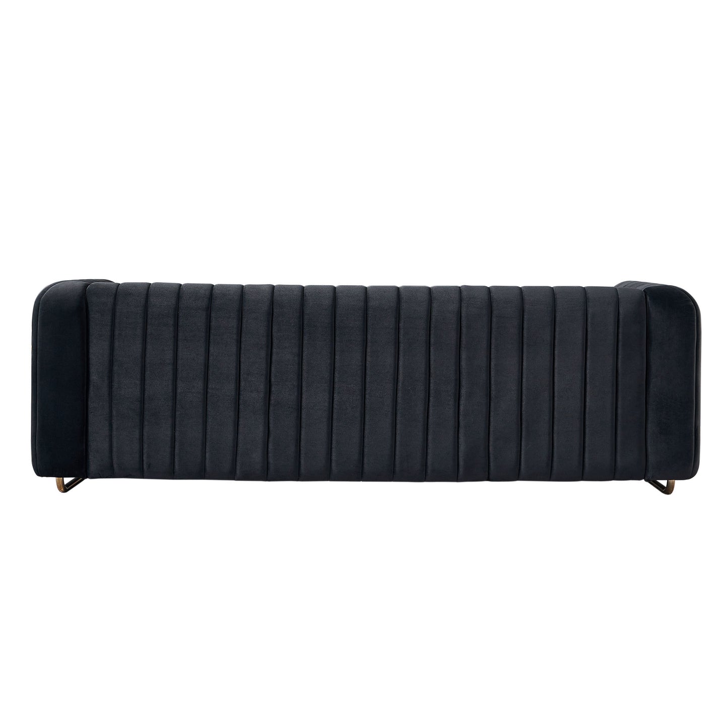 Contemporary Velvet Sofa Couch 84.25''W for Living Room, Black