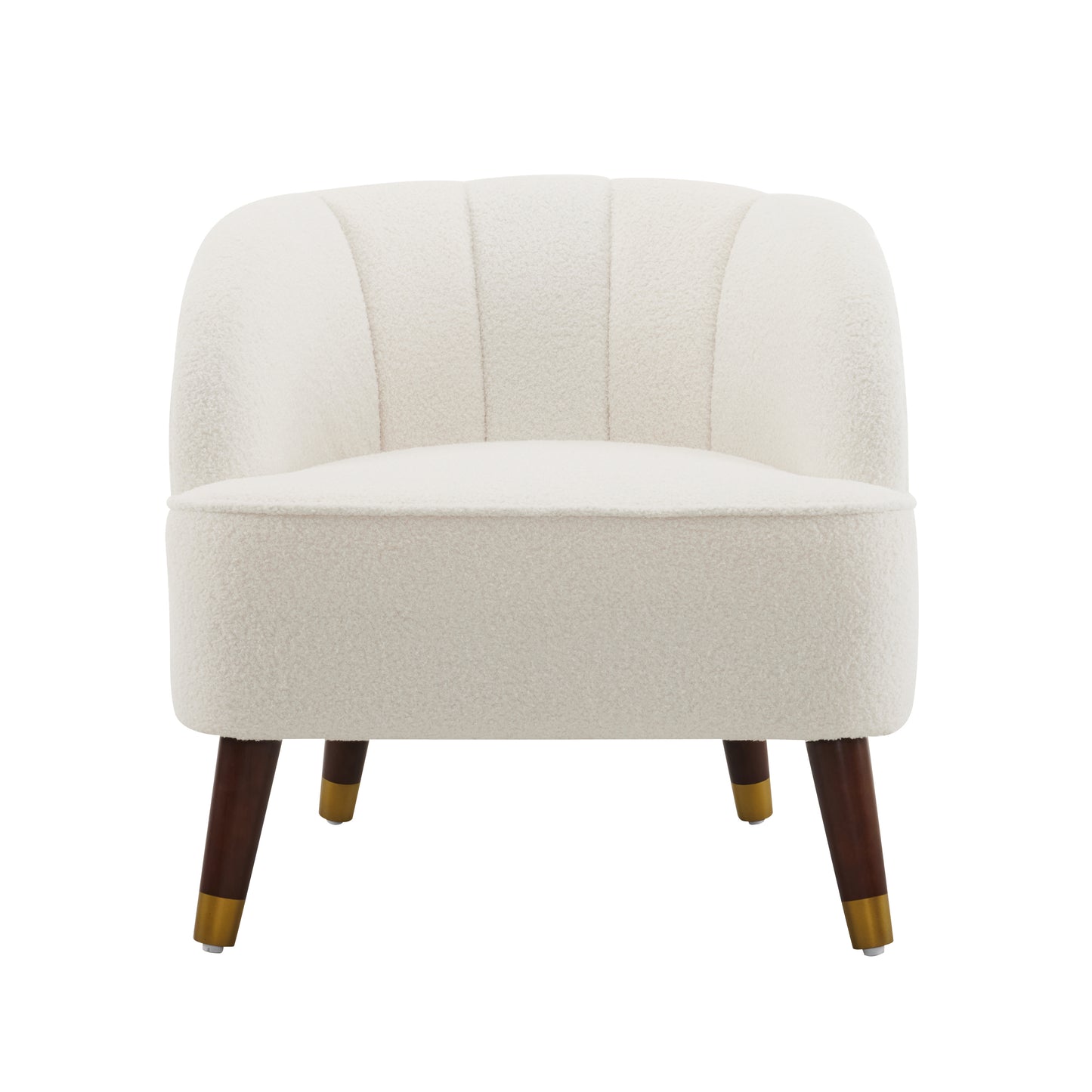 Upholstered Barrel Accent Chair With Wooden Legs