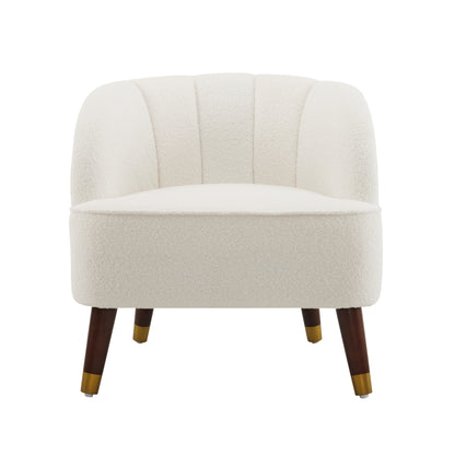 Upholstered Barrel Accent Chair With Wooden Legs