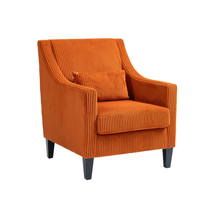 Modern Accent Chair,Upholstered Armchair with Scooped Arms for Bedroom,Apartment,Studio,Office,Waiting Room(Orange Corduroy)