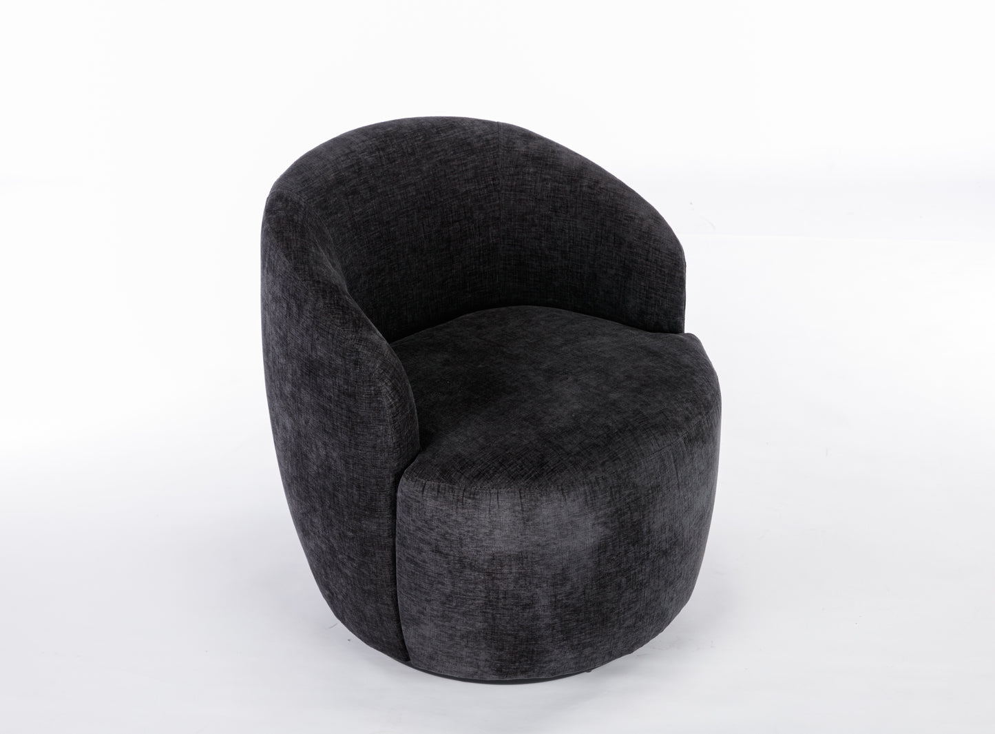 Fabric Swivel Accent Armchair Barrel Chair With Black Powder Coating Metal Ring,Black