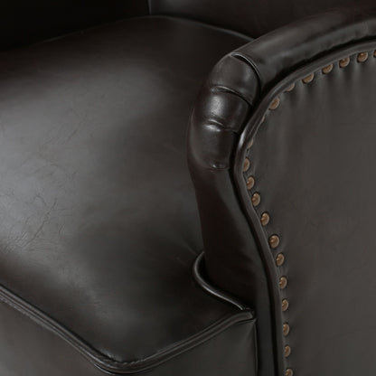 High-Back Brown Club Chair, Elegant and Comfortable Addition to Your Living Space, Perfect for Relaxing with Plush Upholstery and Classic Design