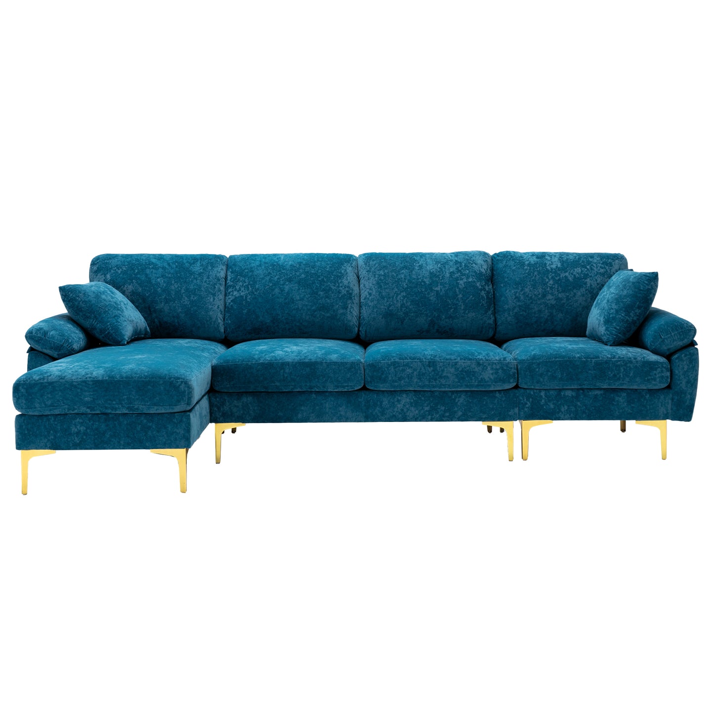 U-shape sectional sofa with Ottoman, Reversible Sofa Couch for Living Room,Spacious Furniture,Durable Couch Removable and machine washable cover (Light Blue Velvet)