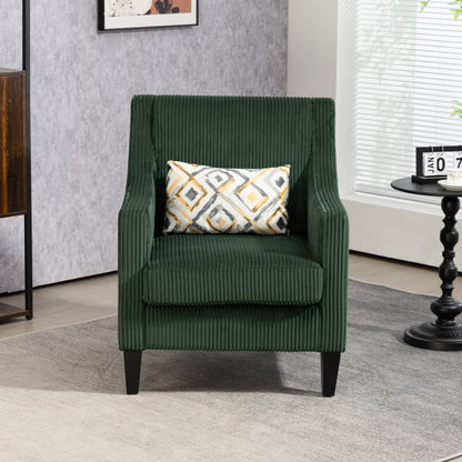 Modern Accent Chair,Upholstered Armchair with Scooped Arms for Bedroom,Apartment,Studio,Office,Waiting Room(Emerald Corduroy)