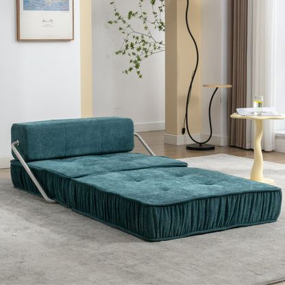 Folding Sofa Bed, Futon Sleeper Chair, Convertible Chair Floor Couch & Sleeping Mattress for Living Room, Guest Room, Home Office, Apartment, Small space, Bed, Removable Back Cushion, Green, 1 Seat