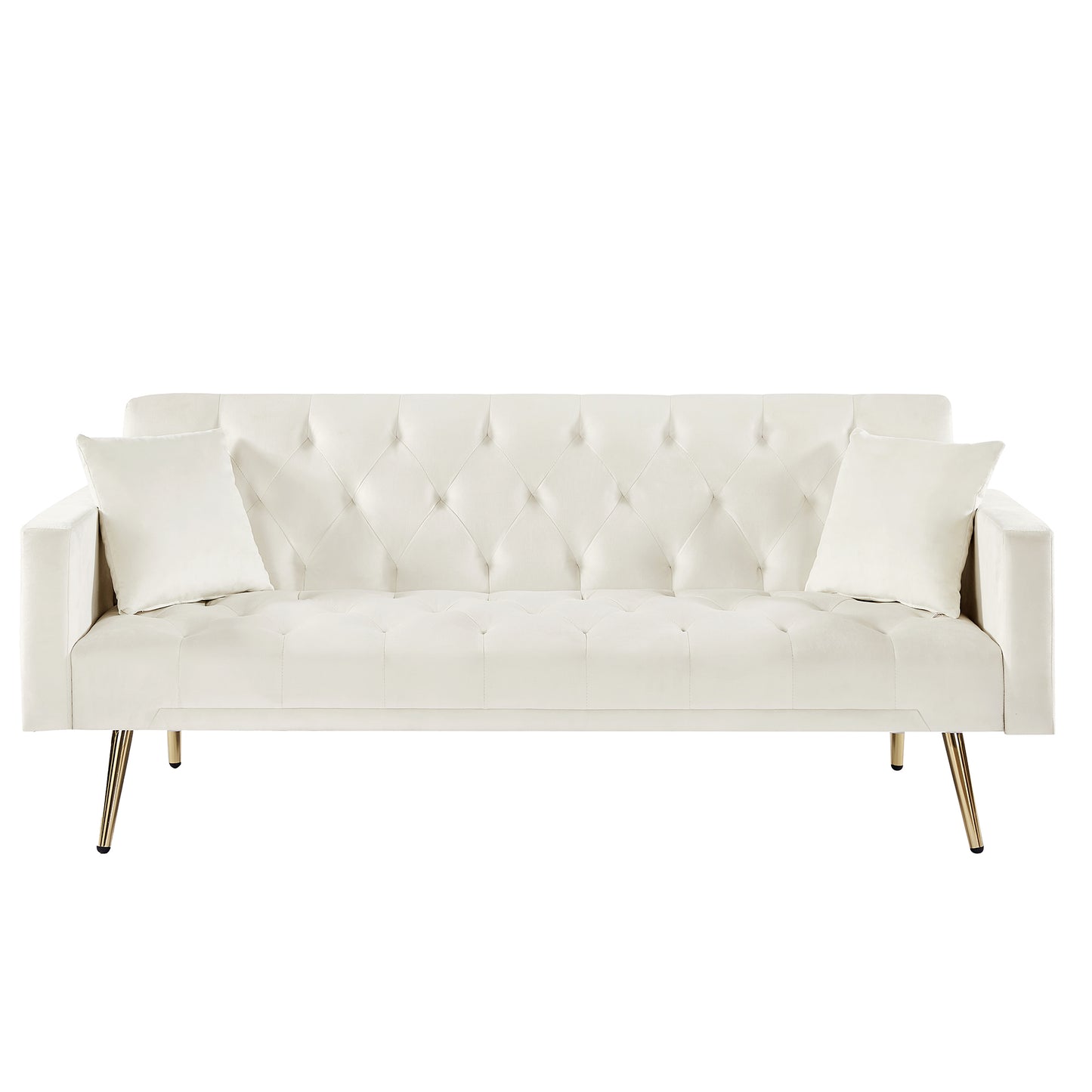 Cream White Convertible Folding Futon Sofa Bed, Sleeper Sofa Couch for Compact Living Space.