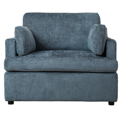 Oversized Accent Chair - Comfortable Armrest Cushions, Versatile Neutral Style, Elegant Design, Durable Frame blue