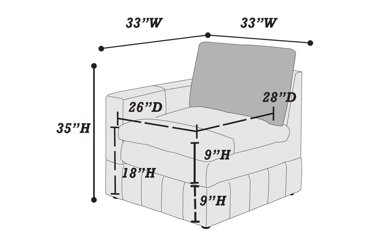 1pc LAF/RAF One Arm Chair Modular Chair Sectional Sofa Living Room Furniture Granite Morgan Fabric- Suede