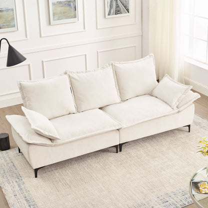 88.5 Modern Sailboat Sofa Dutch Velvet 3-Seater Sofa with Two Pillows for Small Spaces in Living Rooms, Apartments