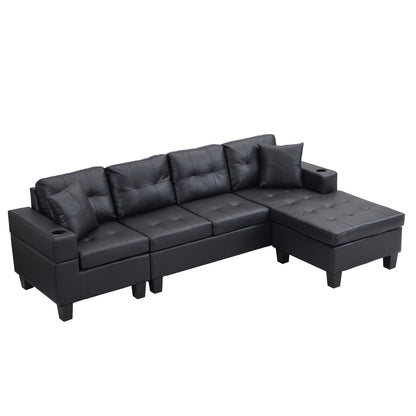 Sectional Sofa Set for Living Room with L Shape Chaise Lounge,cup holder and Left or Right Hand Chaise Modern 4 Seat