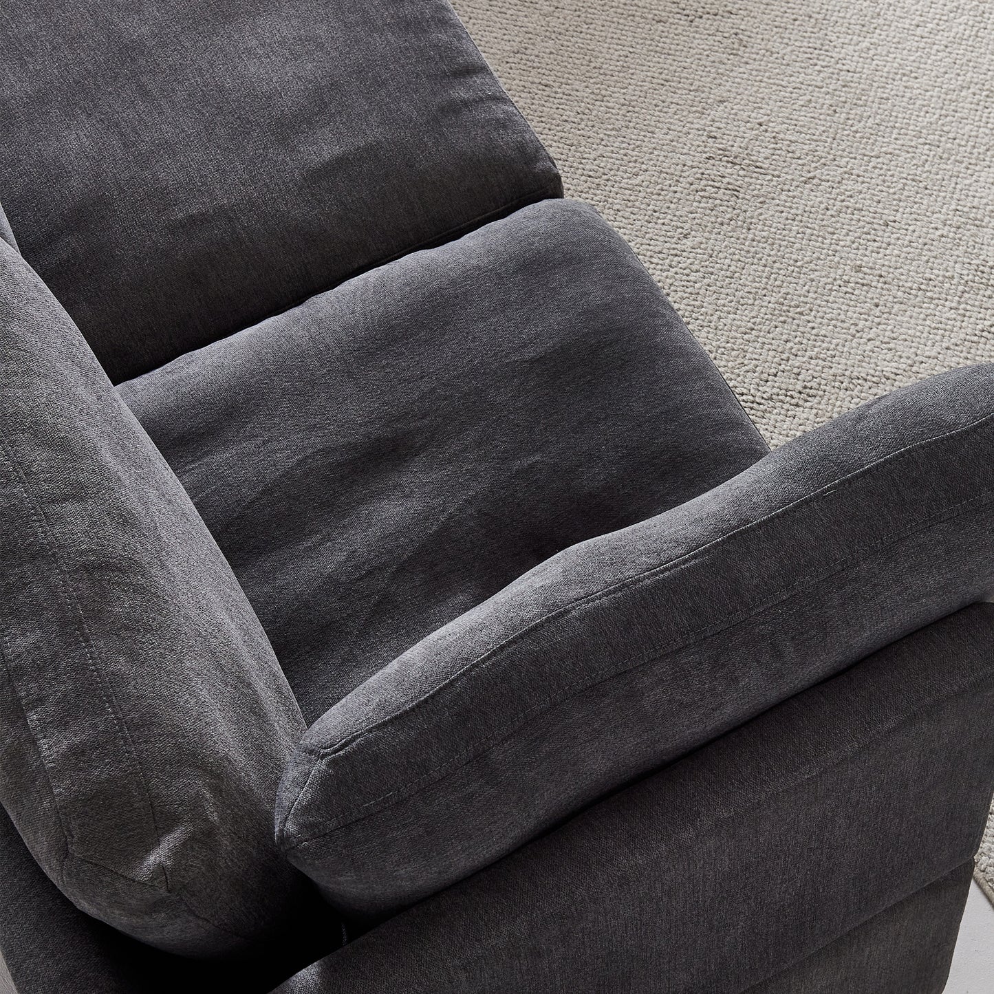 Modular Sofa with Ottoman,Filled with Down,Soft Linen Fabric,Dark Grey