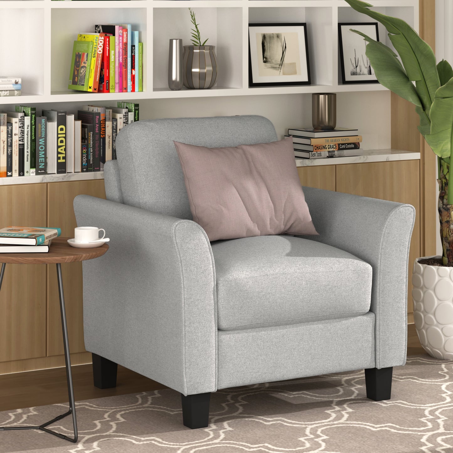 Living Room Furniture chair and 3-seat Sofa (Light Gray)