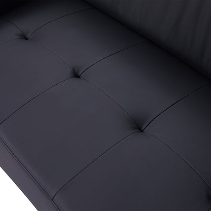 107" Contemporary Sofa Stylish Sofa Couch with a Round Storage Ottoman and Three Removable Pillows for Living Room, Black