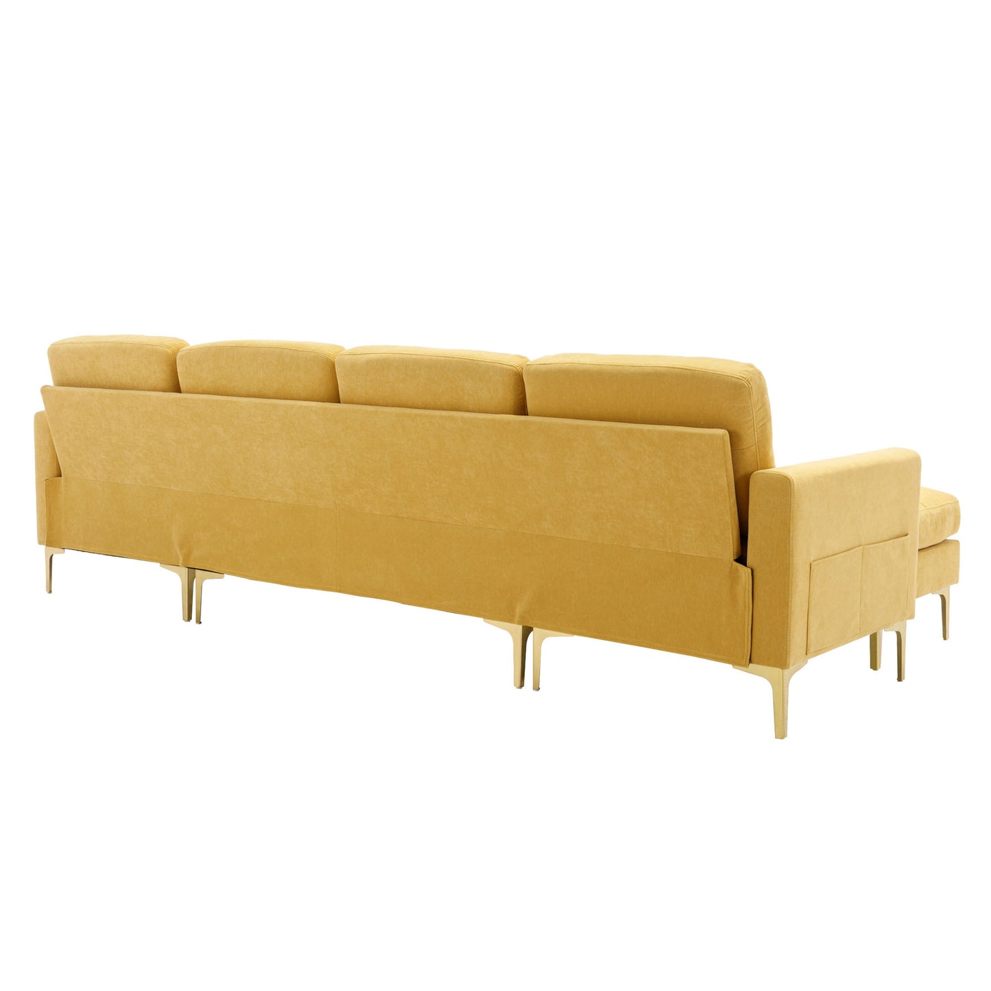 110" L-Shape Convertible Sectional Sofa Couch with Movable Ottoman for Living Room, Apartment, Office, Yellow