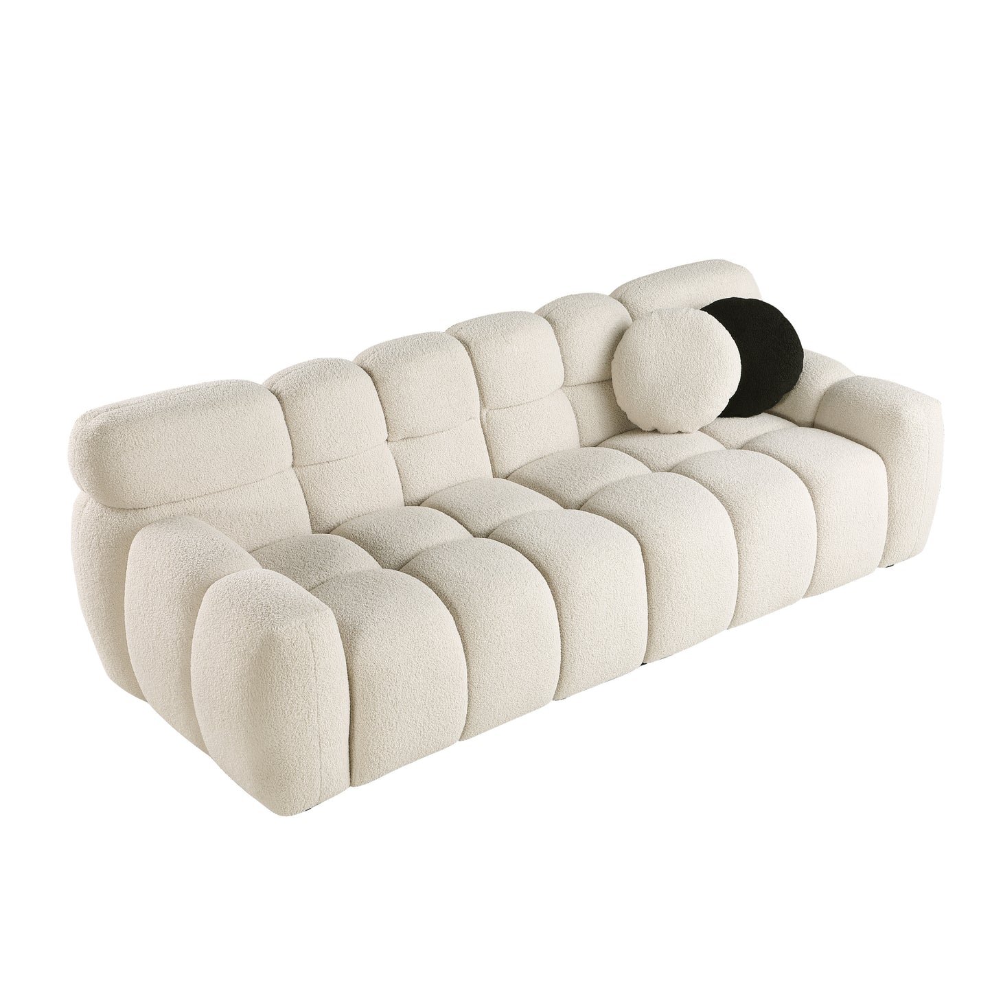 87.4 length,35.83" deepth,human body structure for USA people, marshmallow sofa,boucle sofa,3 seater, BEIGE BOUCLE