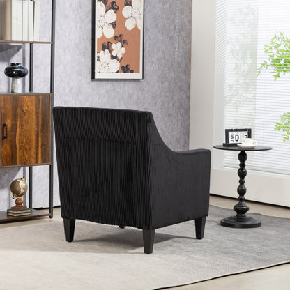 Modern Accent Chair,Upholstered Armchair with Scooped Arms for Bedroom,Apartment,Studio,Office,Waiting Room(Black Corduroy)