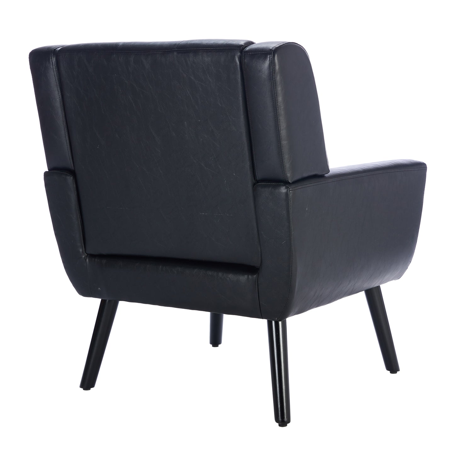 Modern Soft Leather Material Ergonomics Accent Chair Living Room Chair Bedroom Chair Home Chair With Black Legs For Indoor Home-Black PU