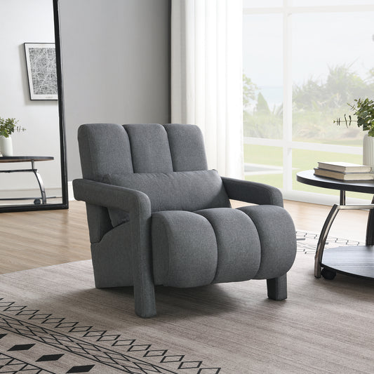 Modern Upholstered accent chair, Comfortable Linen Fabric with a pillow for Living room,bedroom.Linen, Dark Grey