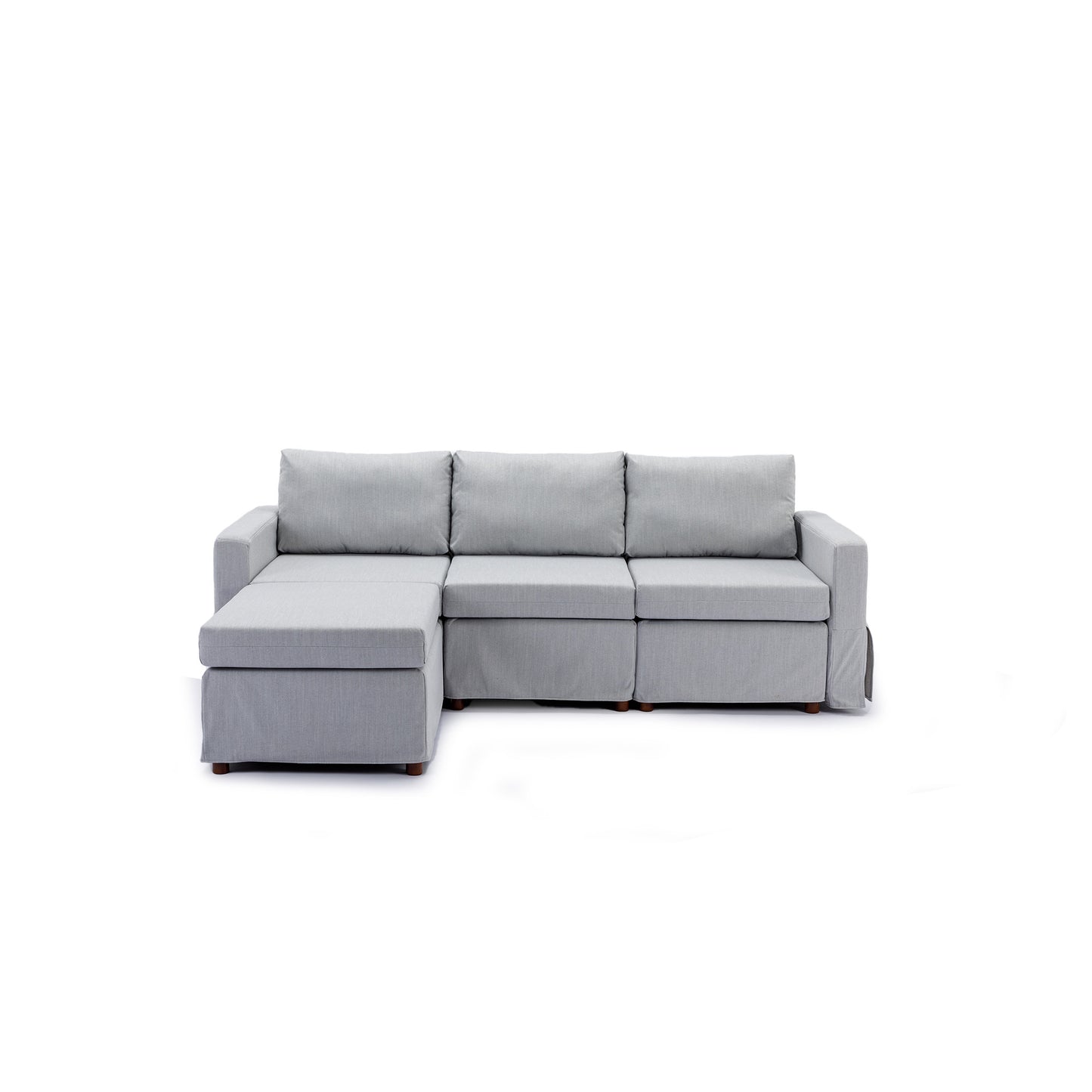 3 Seat Module Sectional Sofa Couch With 1 Ottoman,Seat Cushion and Back Cushion Removable and Washable,Light Grey