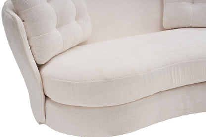 Polyester fiber Loveseat Sofa Upholstered Couch with Golden Metal Legs Club Two-Seat Sofa for Living Reading Room Bedroom Apartment Small Space Dorm,White.