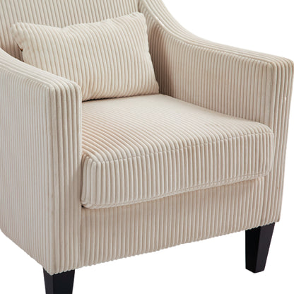 Modern Accent Chair,Upholstered Armchair with Scooped Arms for Bedroom,Apartment,Studio,Office,Waiting Room(Beige Corduroy)