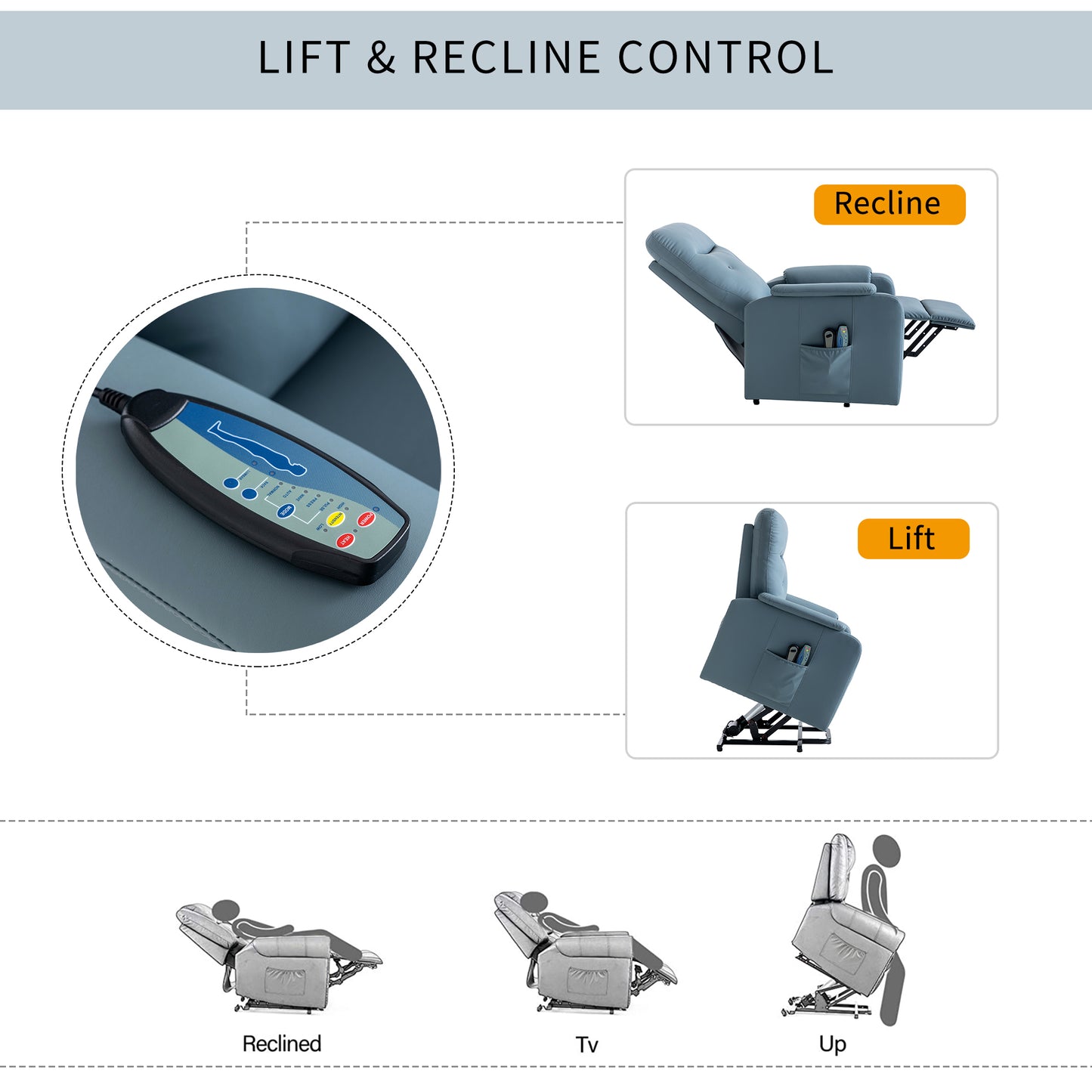 Massage Recliner Chair Electric Power Lift Chairs with Side Pocket, Adjustable Massage and Heating Function for Adults and Seniors, Squirrel grey