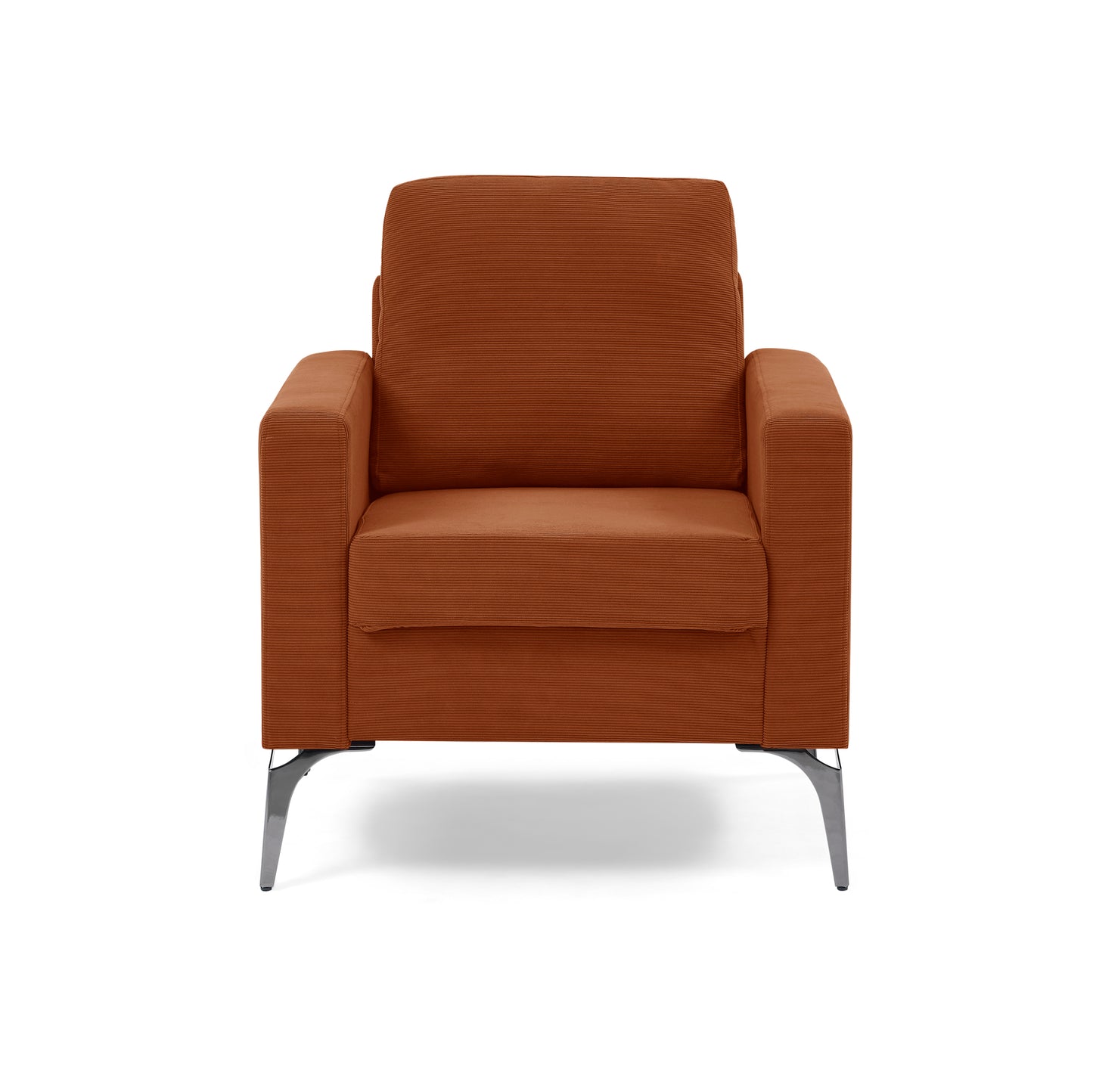 Sofa Chair,with Square Arms and Tight Back,Corduroy Orange