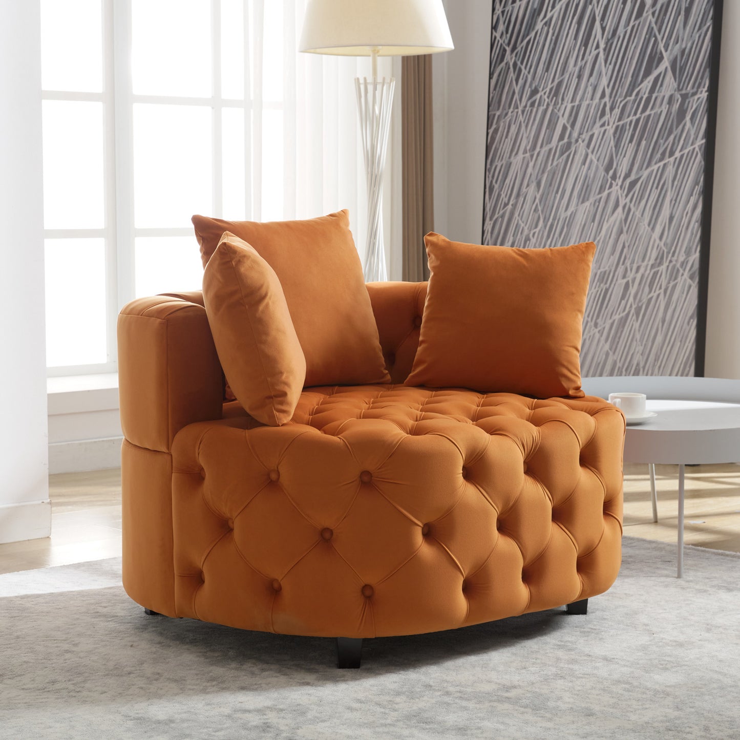 Width 40.6 inches Accent Chair / Classical Barrel Chair for living room / Modern Leisure Sofa Chair (Orange)