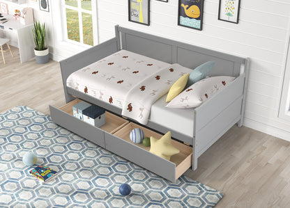 Daybed with two drawers, Twin size Sofa Bed,Storage Drawers for Bedroom,Living Room,Grey(New SKU:W504P149044)