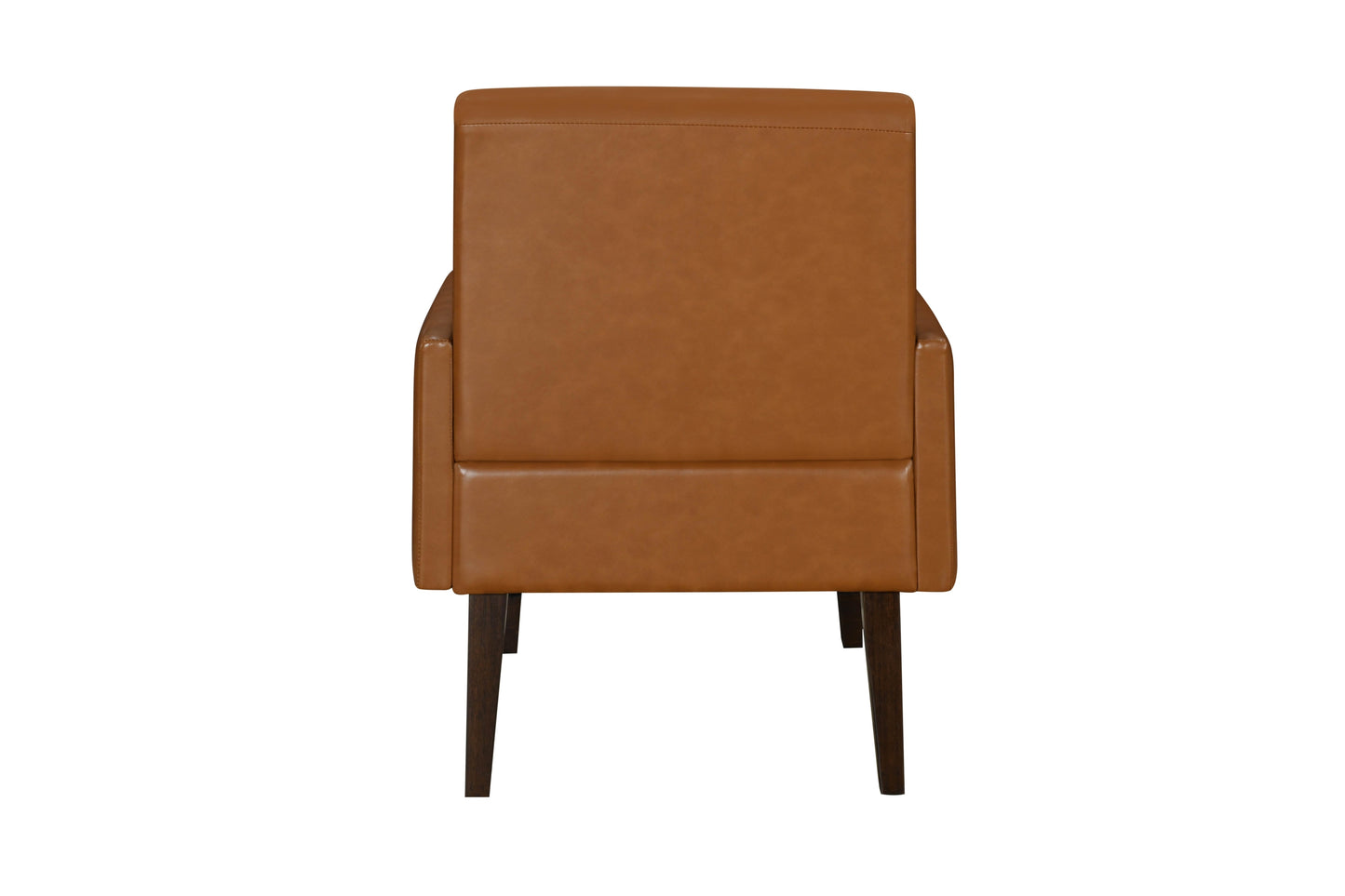 Luxurious Living Room Furniture Accent Chair with Arm, Brown Leather-Like Upholstery Chair Wooden Legs