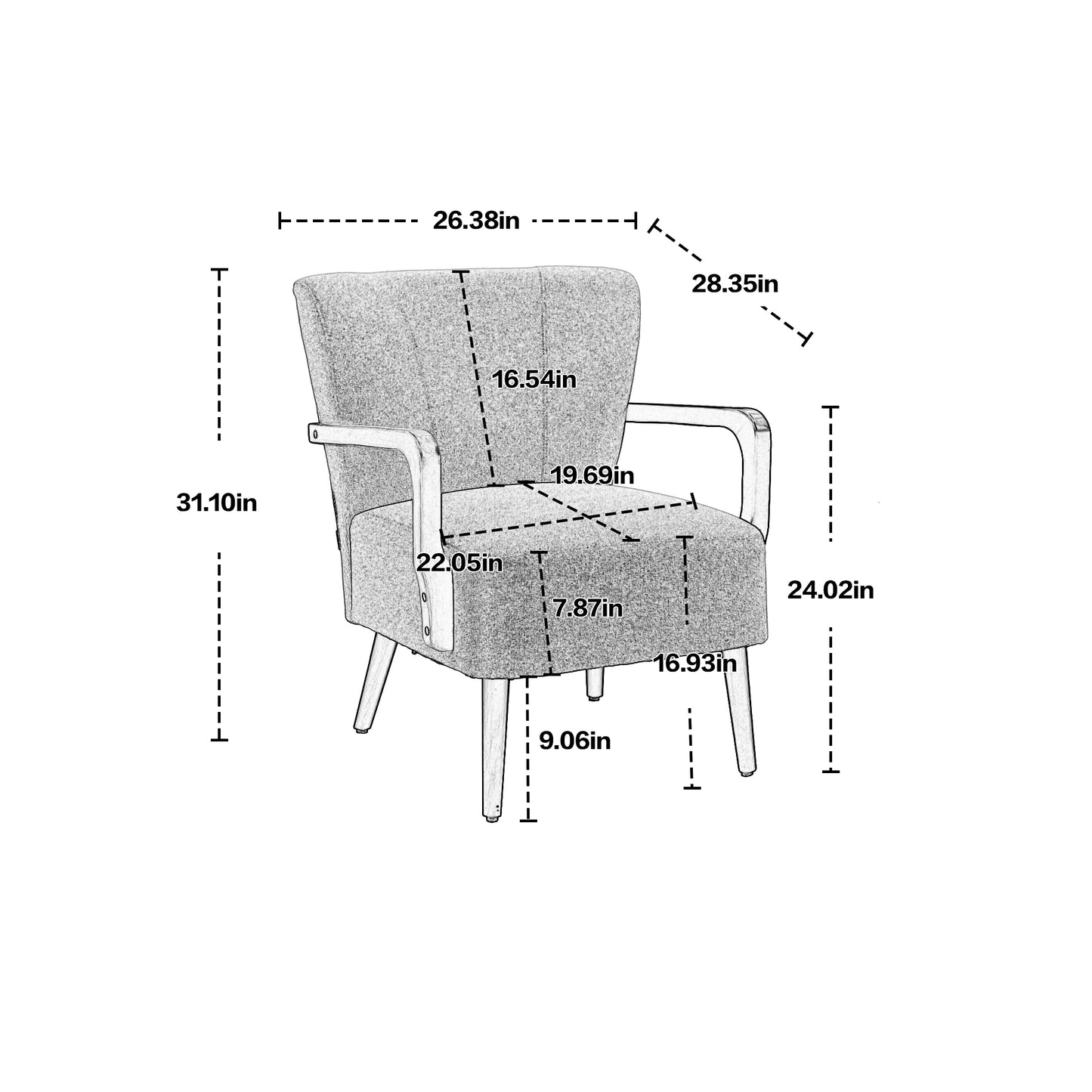 Wood Frame Armchair, Modern Accent Chair Lounge Chair for Living Room