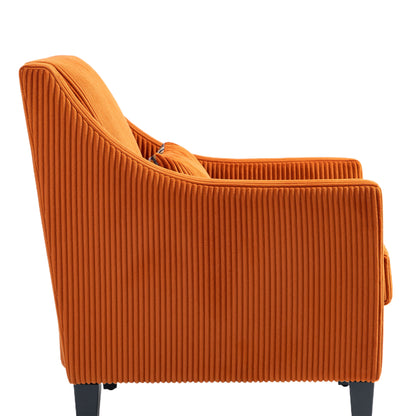 Modern Accent Chair,Upholstered Armchair with Scooped Arms for Bedroom,Apartment,Studio,Office,Waiting Room(Orange Corduroy)