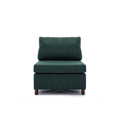 Middle Module Fabric Linen for Modular Sofa Sectional Sofa Couch Accent Armless Chair, Cushion Covers Non-Removable and Non-Washable,Green