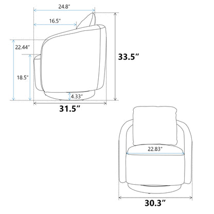 30.3"W Swivel Accent Barrel Chair and Comfy Round Accent Single Sofa Chair, 360 Degree Club Chair, Lounge Armchair for Living Room Bedroom Nursery.Mustard