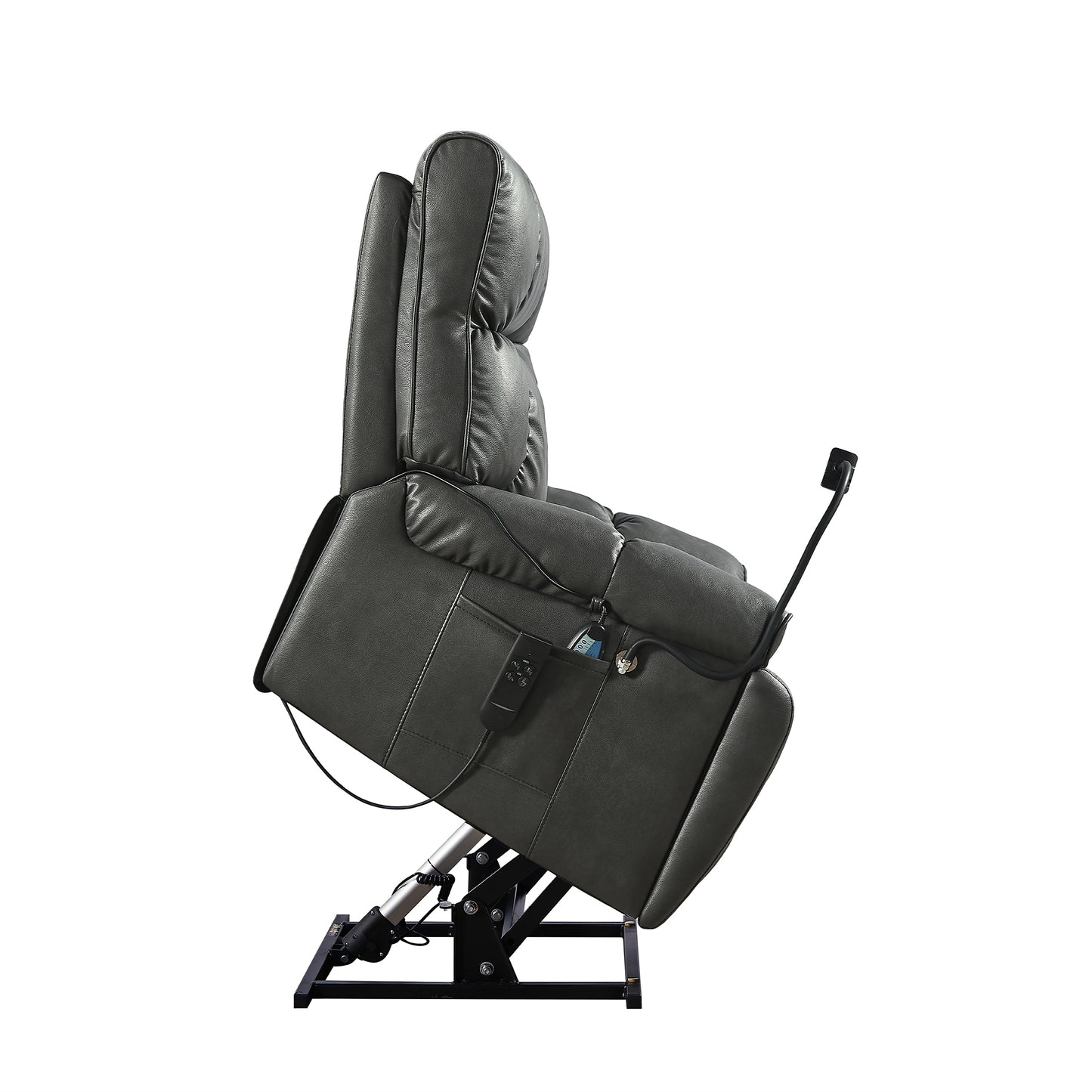 Recliner Chair with Phone Holder,Electric Power Lift Recliner Chair with 2 Motors Massage and Heat for Elderly, 3 Positions, 2 Side Pockets, Cup Holders